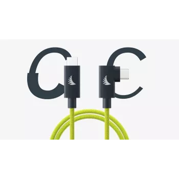 Cabo Angelbird USB-C 4.0 Solid Flex com conector em ângulo reto Lime 6.6 ft