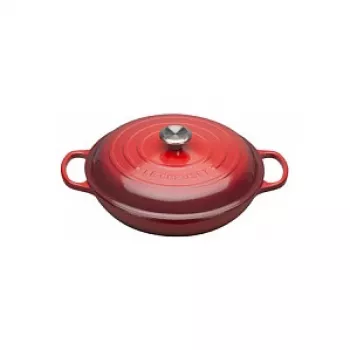 Assadeira rasa Le Creuset Signature em ferro fundido 30 cm vermelho cereja