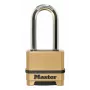 Cadeado de combinação Master Lock 175EURDLH reconfigurável de 4 dígitos, corpo maciço em zinco, arco longo em aço temperado, largura do corpo 50 mm, diâmetro do arco 8 mm, folga vertical 63 mm, folga horizontal 24 mm, uso interior/exterior