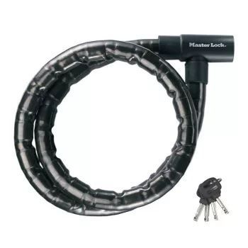 Cadeado de cabo blindado com chave Master Lock 22 mm 8115EURDPS preto 1,2 m