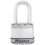 Cadeado laminado Master Lock M1EURDLFCC com proteção anticorrosão, arco em carboneto de boro, diâmetro de 8 mm, abertura do arco de 48 mm, chave diferente, 2 chaves, resistente às intempéries, nível de segurança 8/10
