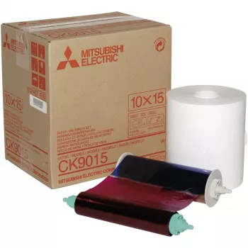 Kit de papel de impressão Mitsubishi CK 9015 10 x 15 - 600 impressões, sublimação térmica, papel fotográfico brilhante