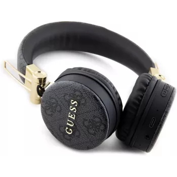 Auscultadores Bluetooth over-ear GUESS GUBH704GEMK, pretos, logótipo metálico 4G