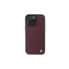 Capa rígida BMW para iPhone 16 Pro Max vermelha Sign Leather Diamond Metal Logo MagSafe