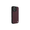 Capa rígida BMW para iPhone 16 Pro Max vermelha Sign Leather Diamond Metal Logo MagSafe
