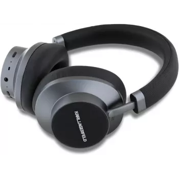 Auscultadores Bluetooth on-ear sem fios Karl Lagerfeld Saffiano Metal Logo pretos