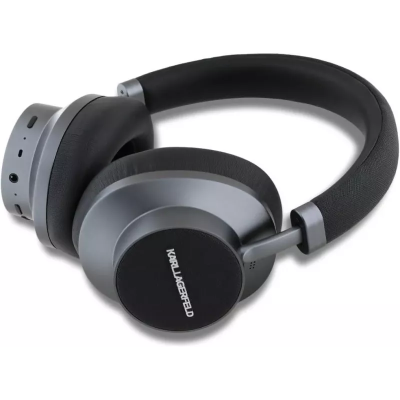 Auscultadores Bluetooth on-ear sem fios Karl Lagerfeld Saffiano Metal Logo pretos