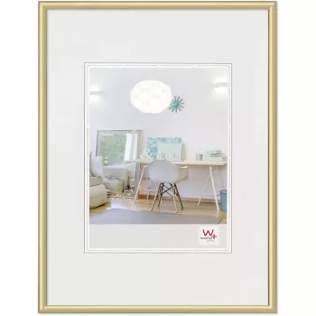 Walther Design KV824G Moldura para fotografias de plástico dourada 10x15 cm para parede retangular