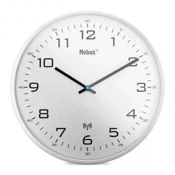 MEBUS 13080 Relógio de parede com radiofrequência, Branco, 30 cm
