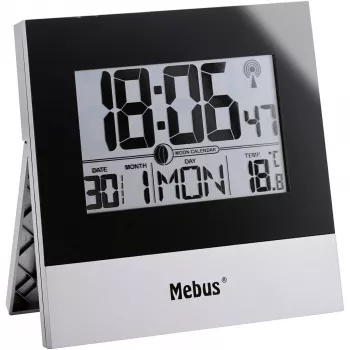 Mebus 41787 Relógio de parede com radiofrequência, Prateado/Branco, 30 cm, DCF77