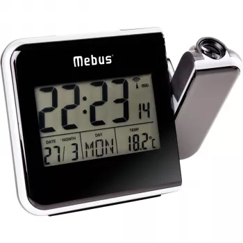 Mebus 42425 Despertador com projeção - Digital LCD, 12/24h, Temperatura, Preto/Cinzento