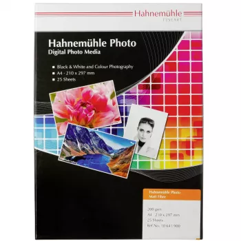 Papel Hahnemühle Photo Matt Fibre 200 - mate liso - 300 µm - tom quente - A4 (210 x 297 mm) - 25 folhas