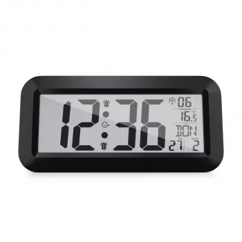 MEBUS 14116 Relógio de parede radiocontrolado com grande ecrã LCD, preto