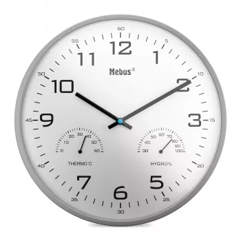 MEBUS 16182 Relógio de parede de quartzo branco 25 cm