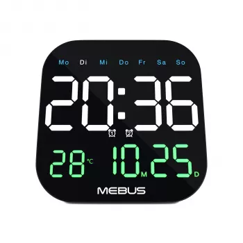 Mebus 19855 Relógio de parede radiocontrolado analógico relógio de mesa 18,5 cm preto