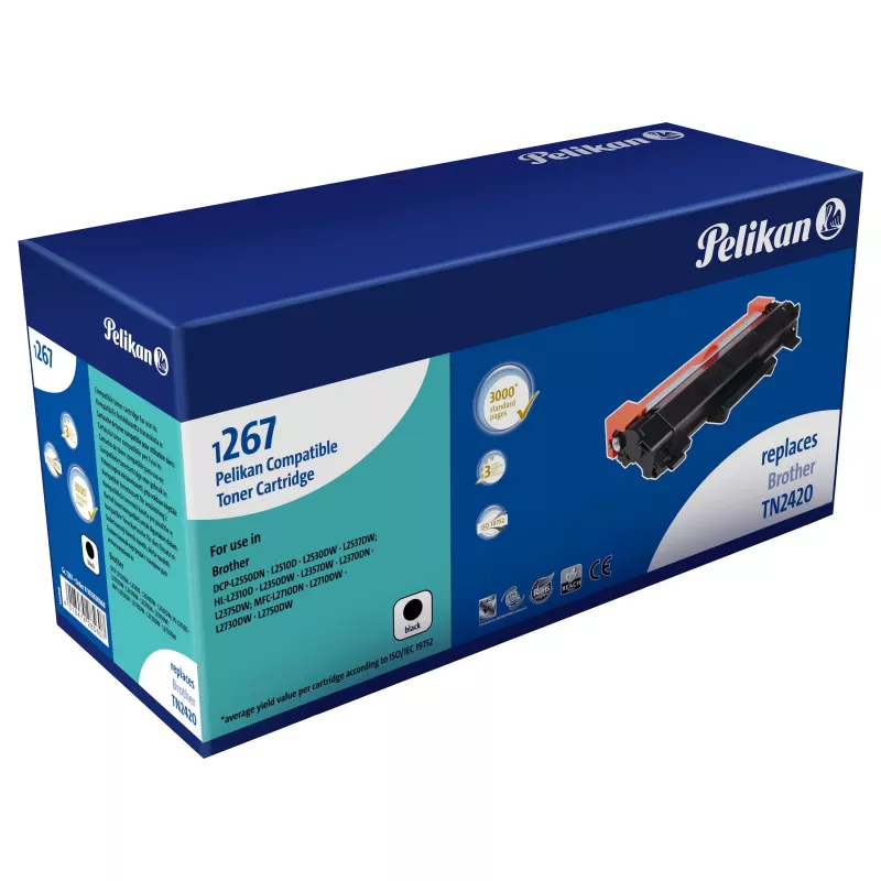 Pelikan Cartucho de toner compatível para Brother TN-2420, Preto, 3.000 páginas