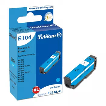 Tinta compatível Pelikan E104 ciano alto rendimento (XL) para Epson XP-530 XP-540 XP-630 XP-635 XP-640 XP-645 XP-710 XP-830 XP-900