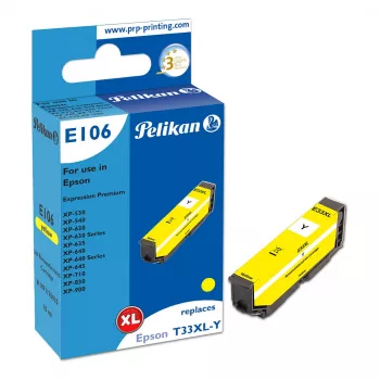 Pelikan E106 Tinte Compatível Amarelo High Yield (XL) para Epson XP-530/540/630/635/640/645/710/830/900 - pack de 1