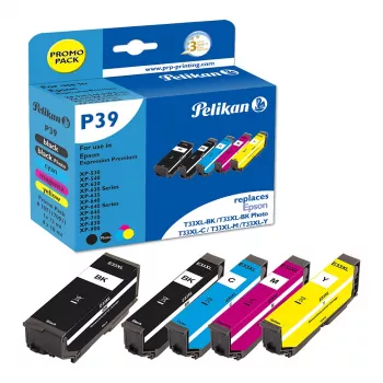 Pelikan P39 Tinte Compatível Multipack pack de 5 para Epson 33XL (Preto, Ciano, Magenta, Amarelo, Preto Fotográfico)