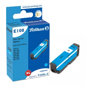 Pelikan E108 Tinte Compatível Ciano High Yield (XL) para Epson Expression Photo XP-55/XP-750/XP-760/XP-850/XP-860/XP-950/XP-960 - pack de 1