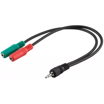 Goobay Cabo adaptador jack 3,5mm, ficha TRRS de 4 polos para conector fêmea TRS de 3 polos, 15 cm, preto