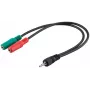 Goobay Cabo adaptador jack 3,5mm, ficha TRRS de 4 polos para conector fêmea TRS de 3 polos, 15 cm, preto