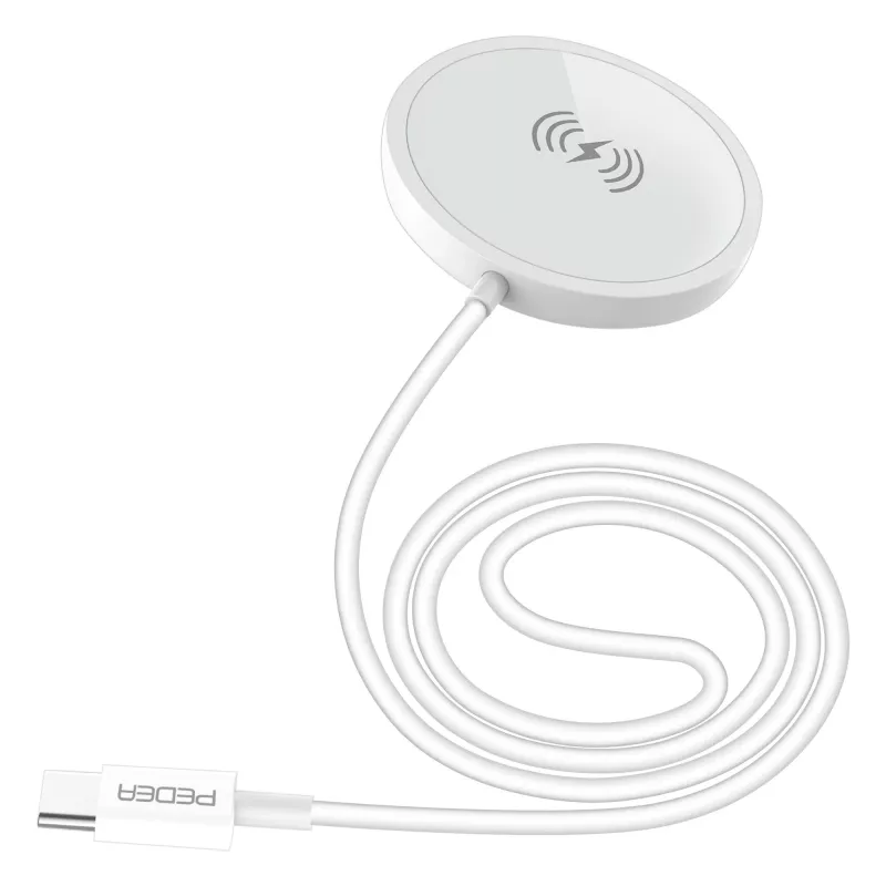 PEDEA Carregador sem fios por indução 15W - USB-C, prateado/branco