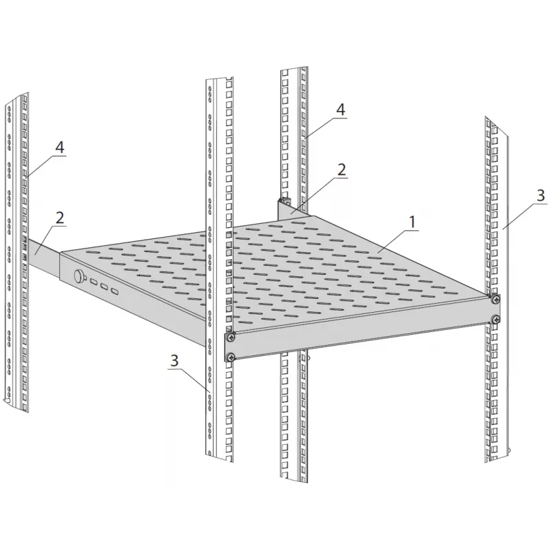 Prateleira fixa EFB Electronics 19 polegadas 1U, profundidade de montagem 750-850 mm, capacidade de carga 120 kg, profundidade do armário 1000 mm, RAL 7035 cinzento claro