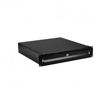 Gaveta para teclado/documentos EFB-Elektronik 19 polegadas 2U, com fecho, RAL 9005 (preto profundo)