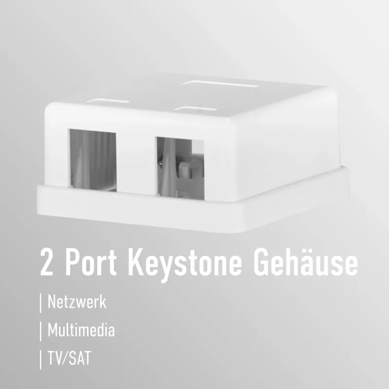 Tomada Keystone EFB Electronics, 2 portas, saliente, branco puro, caixa vazia