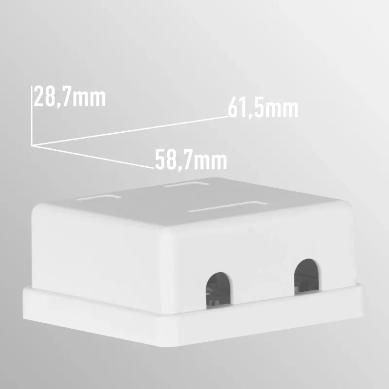 Tomada Keystone EFB Electronics, 2 portas, saliente, branco puro, caixa vazia