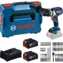 Conjunto de berbequim aparafusador com bateria Bosch Professional 18V 2x5,0 Ah Li-Ion 110 Nm sem escovas com carregador e conjunto de pontas em mala MetaLoc II