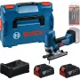 BOSCH PowerTools Conjunto de serra tico-tico a bateria com 2 baterias de 5,0 Ah, carregador rápido e conjunto de lâminas para serra tico-tico em L-BOXX (Boxed)