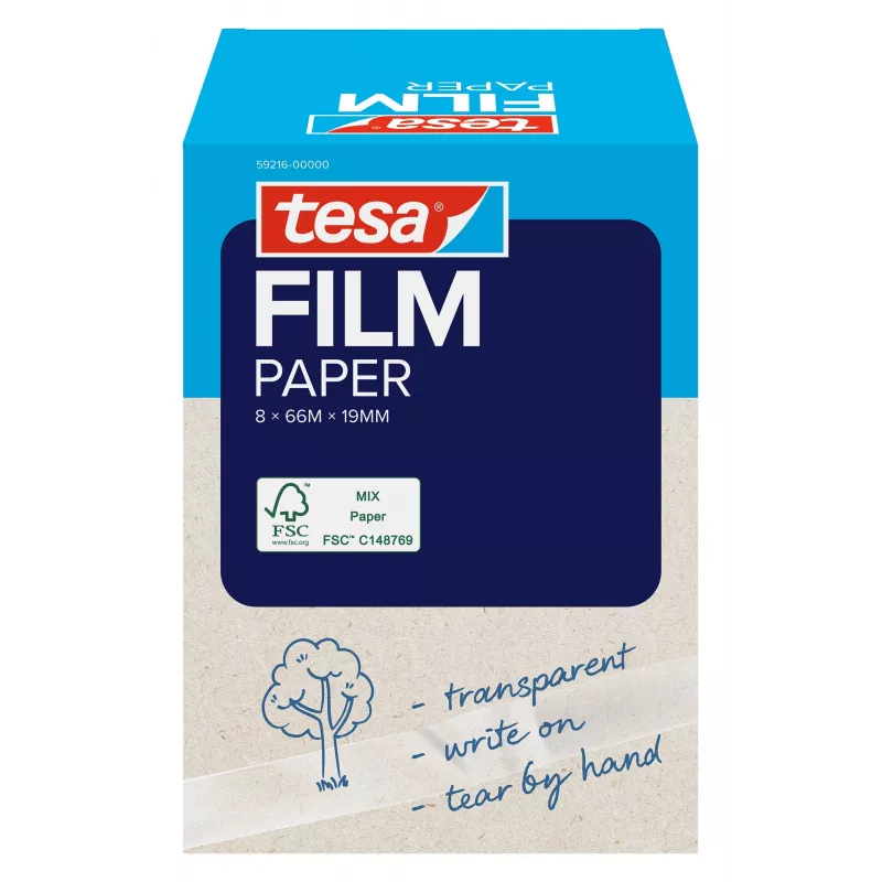 Fita adesiva de papel Tesa 8 rolos transparente escrevível caixa dobrável (59216-00000-00)