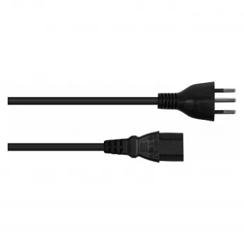 Cabo de alimentação suíço Kabelmeister Type J SEV 1011 para IEC C13 preto 1,8m