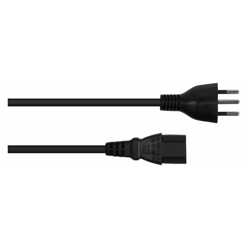 Cabo de alimentação suíço Kabelmeister Type J SEV 1011 para IEC C13 preto 1,8m