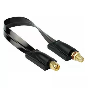 Passagem de janela coaxial HF Kabelmeister, ficha SMA para conector fêmea SMA, preto, 0,2 m
