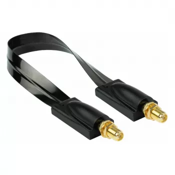 Passagem de janela coaxial HF Kabelmeister, conector fêmea SMA para conector fêmea SMA, preto, 0,2 m