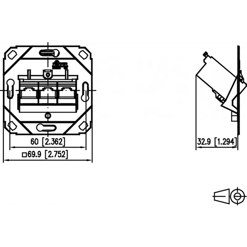 METZ CONNECT E-DAT módulo 3 portas UP0 Cat.6A RJ45 conector blindado terminável no local
