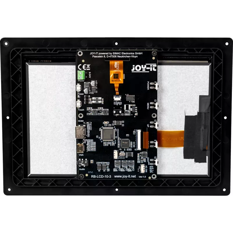 JOY-IT RB-LCD10-3 Monitor Tátil IPS de 10,1 polegadas para Raspberry Pi, 1280x800, HDMI, capacitivo, preto