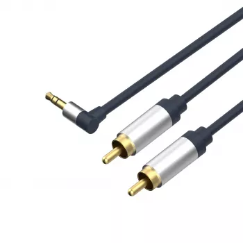 ShiverPeaks Flexline Cabo de Áudio Jack 3,5mm para 2x RCA, Ficha Angular, 0,75m, Preto