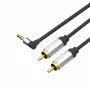 ShiverPeaks Flexline Cabo de Áudio Jack 3,5mm para 2x RCA, Ficha Angular, 0,75m, Preto