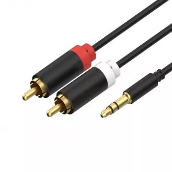 ShiverPeaks Cabo de Áudio 3,5mm Jack para 2x RCA Estéreo 1,5m Banhado a Ouro Preto
