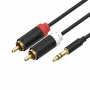 ShiverPeaks Cabo de Áudio 3,5mm Jack para 2x RCA Estéreo 1,5m Banhado a Ouro Preto
