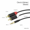 ShiverPeaks Cabo de Áudio 3,5mm Jack para 2x RCA Estéreo 1,5m Banhado a Ouro Preto