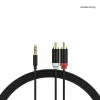 ShiverPeaks Cabo de Áudio 3,5mm Jack para 2x RCA Estéreo 1,5m Banhado a Ouro Preto