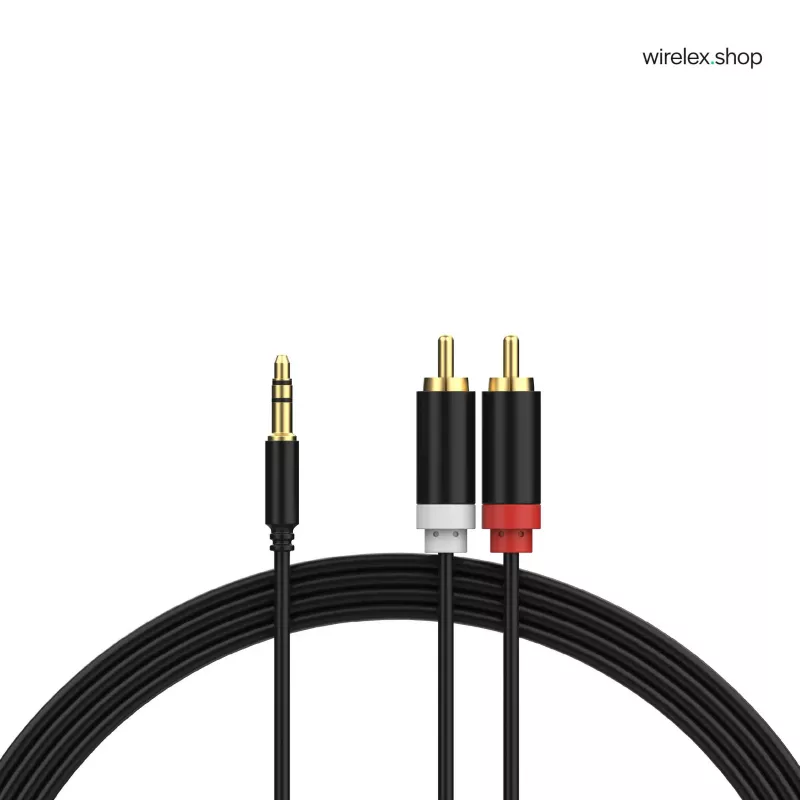 ShiverPeaks Cabo de Áudio 3,5mm Jack para 2x RCA Estéreo 1,5m Banhado a Ouro Preto