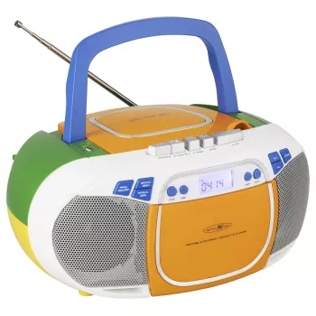 Leitor de CD portátil Reflexion RCR2880 com rádio FM/AM, multicolorido