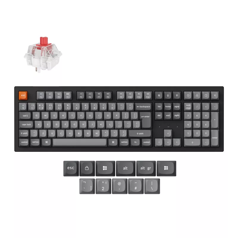 Keychron K10 MAX Teclado mecânico sem fios tri-mode hot-swappable (tamanho completo, RGB, Gasket Mount, QMK/VIA)