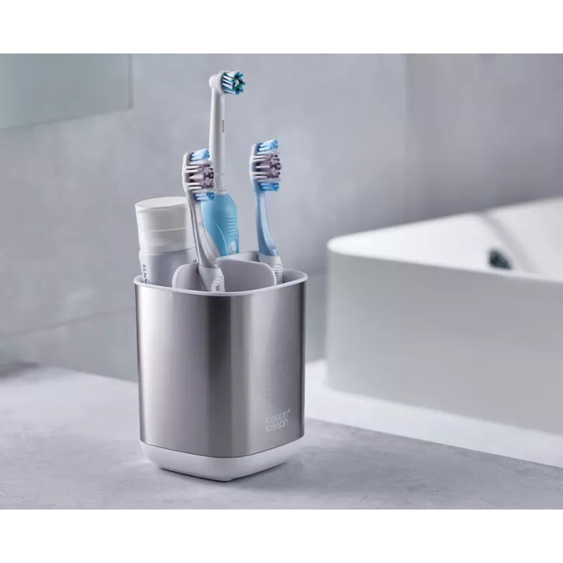 Joseph Joseph EasyStore Porta-escovas de dentes – Aço inoxidável – de pousar – prateado – 6 compartimentos